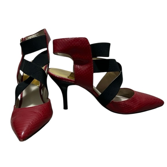 Micheal Kors Meadow Mid Pump Red Leather Size 8 - Picture 1 of 9